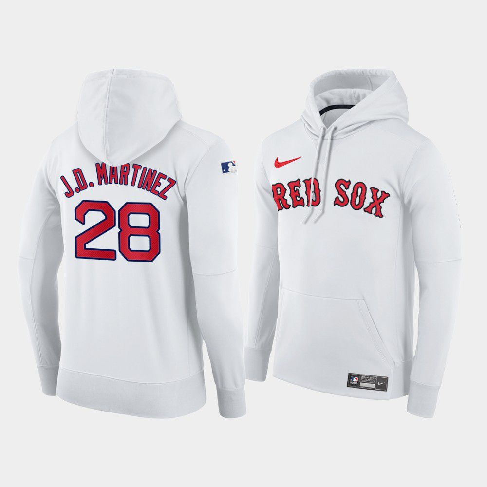 Men Boston Red Sox #28 J.D.Martinez white home hoodie 2021 MLB Nike Jerseys